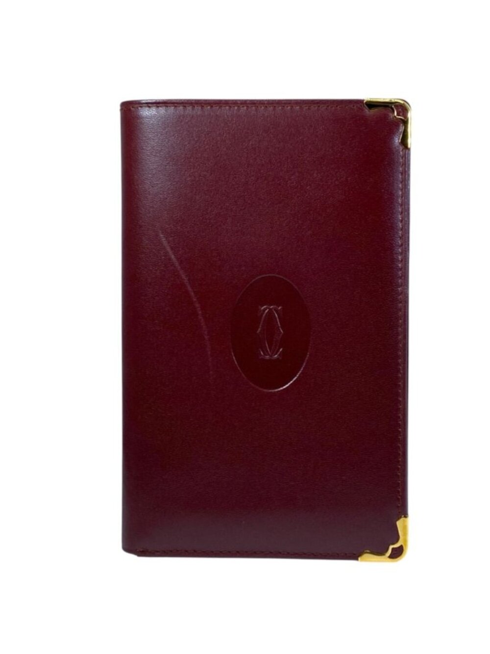 Cartier Must Card Case Billfold Bifold Leather Bordeaux